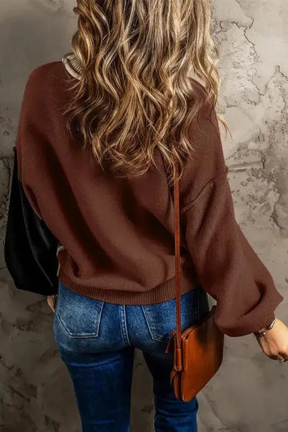 Colorblock Bishop Sleeve Sweater-1