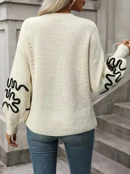 Elegant Pattern Knitwear Sweater-4