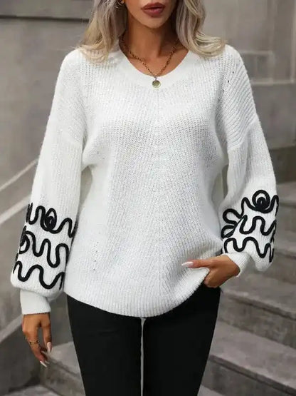 Elegant Pattern Knitwear Sweater-5