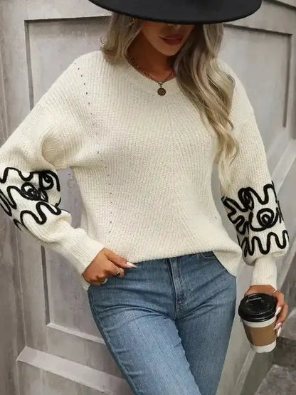 Elegant Pattern Knitwear Sweater-2