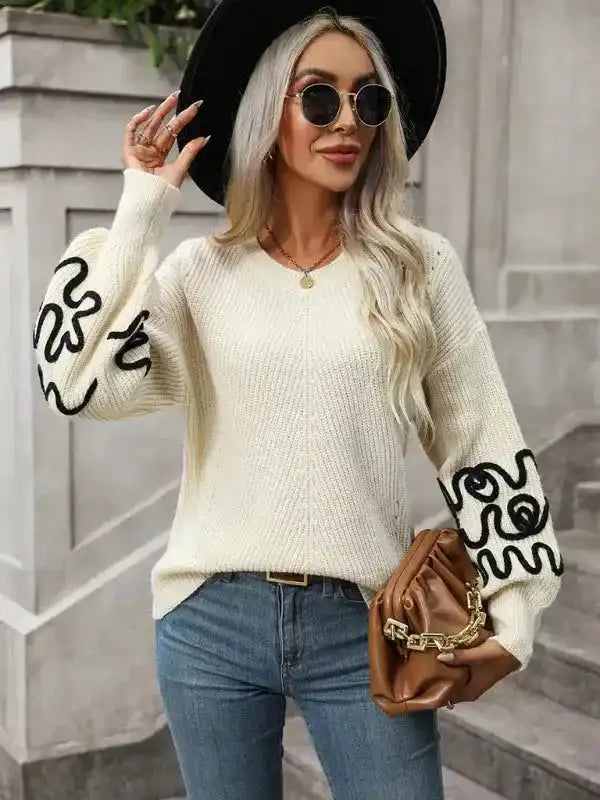 Elegant Pattern Knitwear Sweater-1