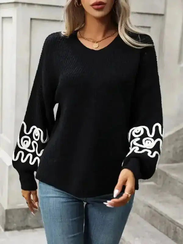 Elegant Pattern Knitwear Sweater-6