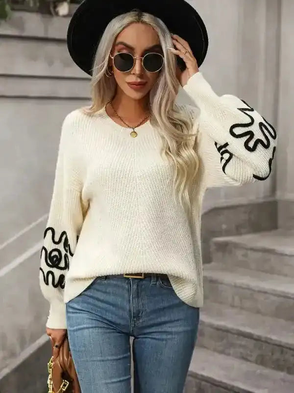 Elegant Pattern Knitwear Sweater-3