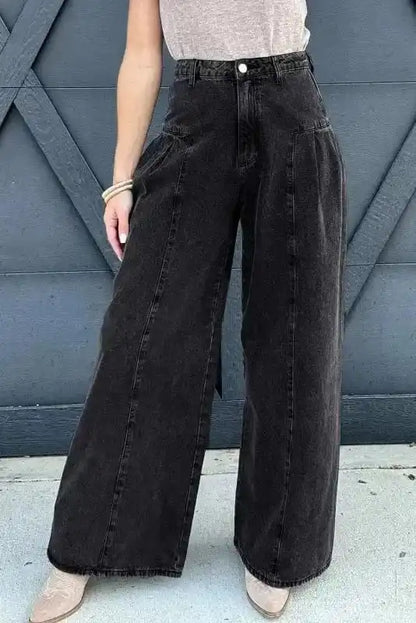Slate Elegance Wide Leg Jeans-0