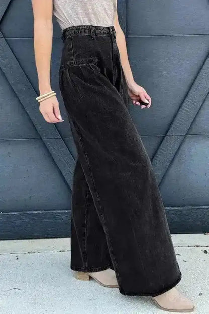 Slate Elegance Wide Leg Jeans-2