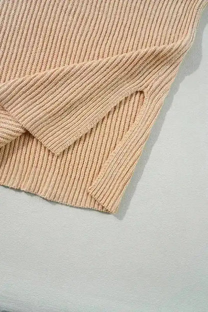 Oversized Jumper - Apricot Side Slits Loose Fit-4