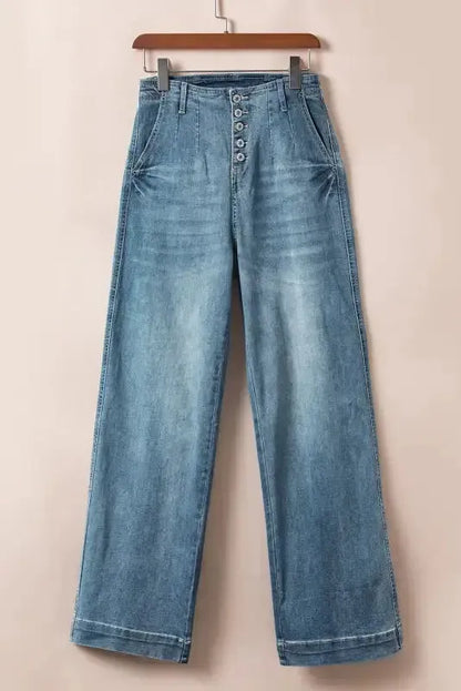 Loose Leg Straight Jeans - Dusk Blue Wash